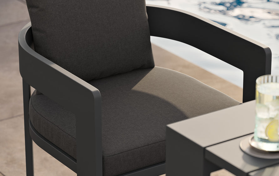 Aspen Outdoor Patio Patio Aluminum Bar Chair in Charcoal