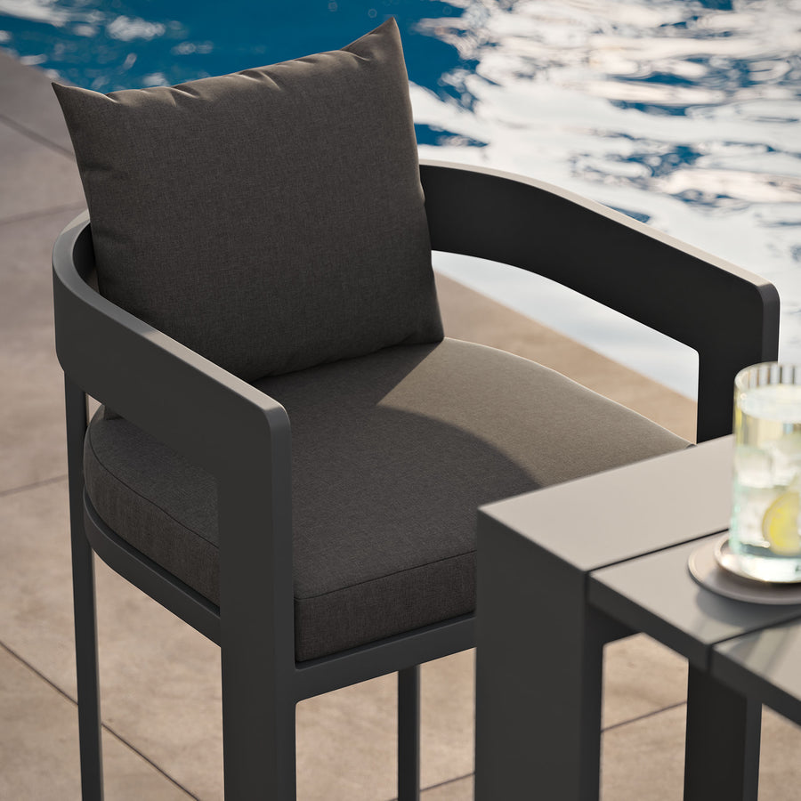 Aspen Outdoor Patio Patio Aluminum Bar Chair in Charcoal