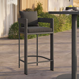 Aspen Outdoor Patio Patio Aluminum Bar Chair in Charcoal