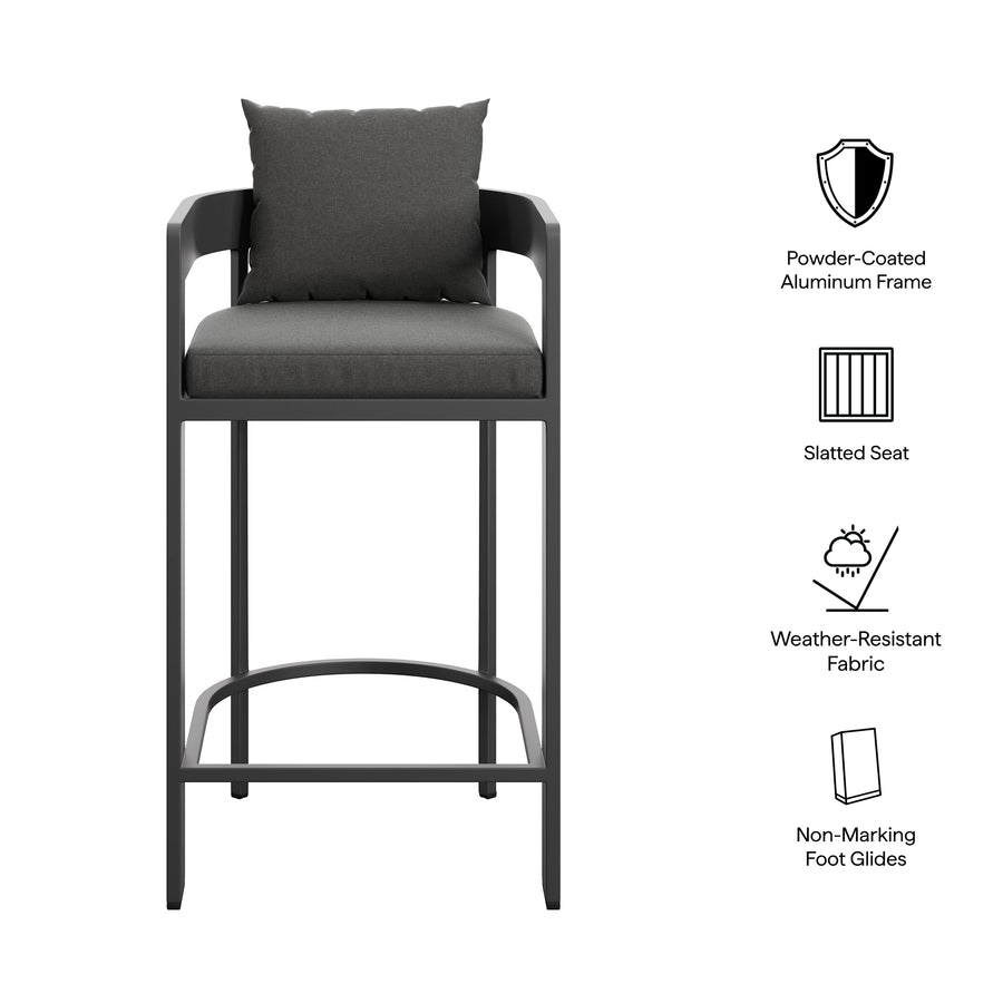 Aspen Outdoor Patio Patio Aluminum Bar Chair in Charcoal