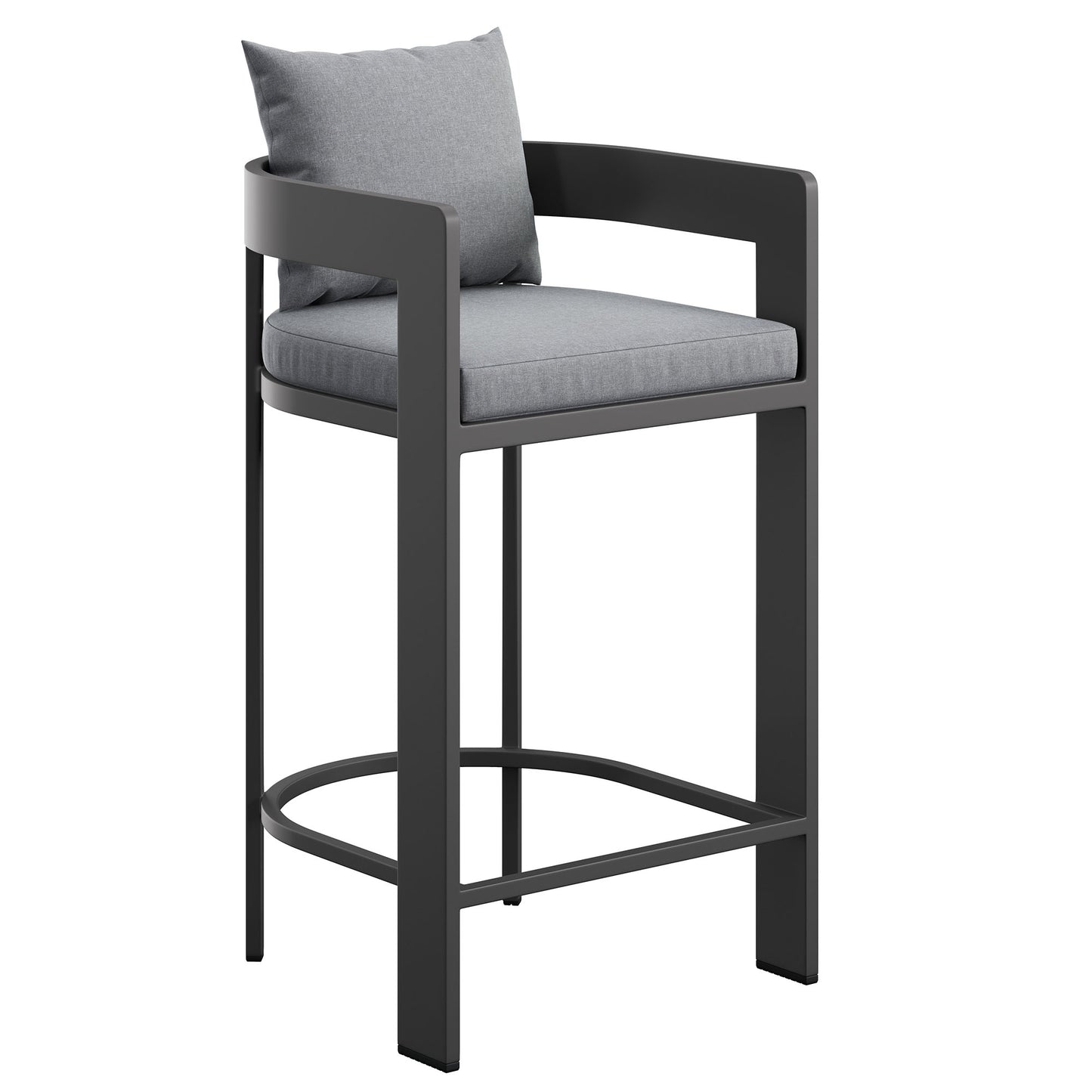 Aspen Outdoor Patio Patio Aluminum Bar Chair in Gray