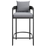 Aspen Outdoor Patio Patio Aluminum Bar Chair in Gray