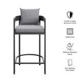 Aspen Outdoor Patio Patio Aluminum Bar Chair in Gray