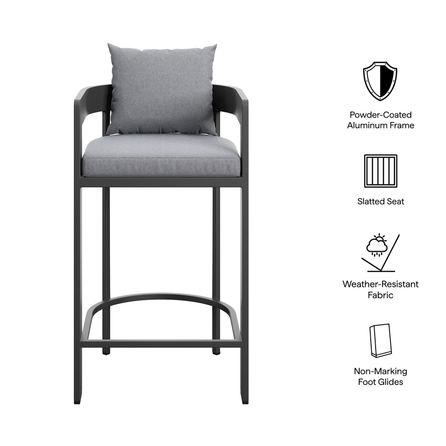 Aspen Outdoor Patio Patio Aluminum Bar Chair in Gray