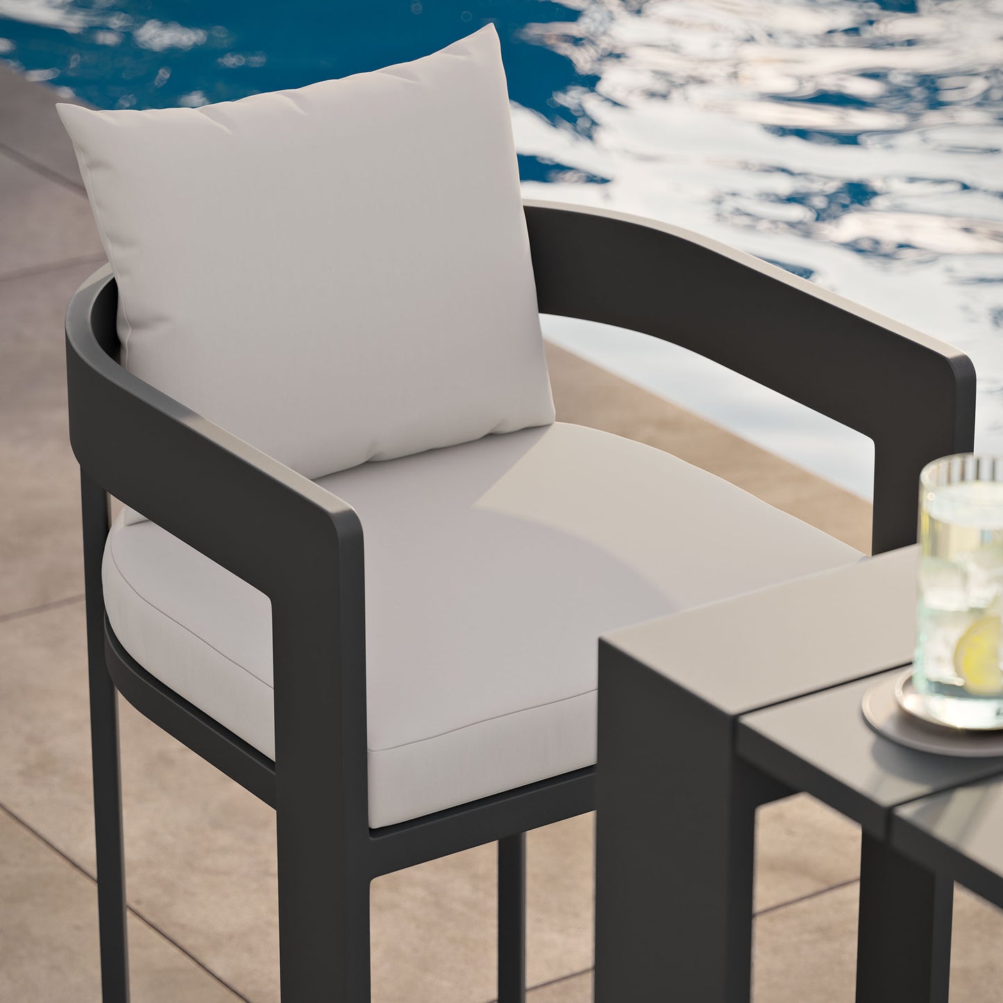 Aspen Outdoor Patio Patio Aluminum Bar Chair in White