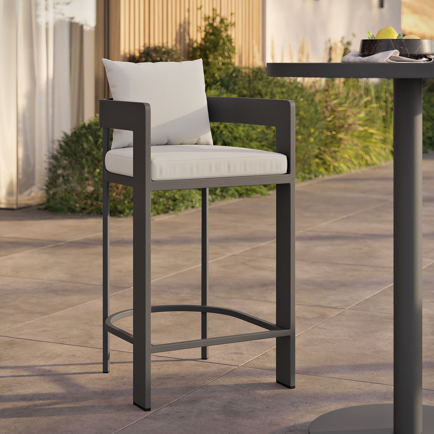 Aspen Outdoor Patio Patio Aluminum Bar Chair in White