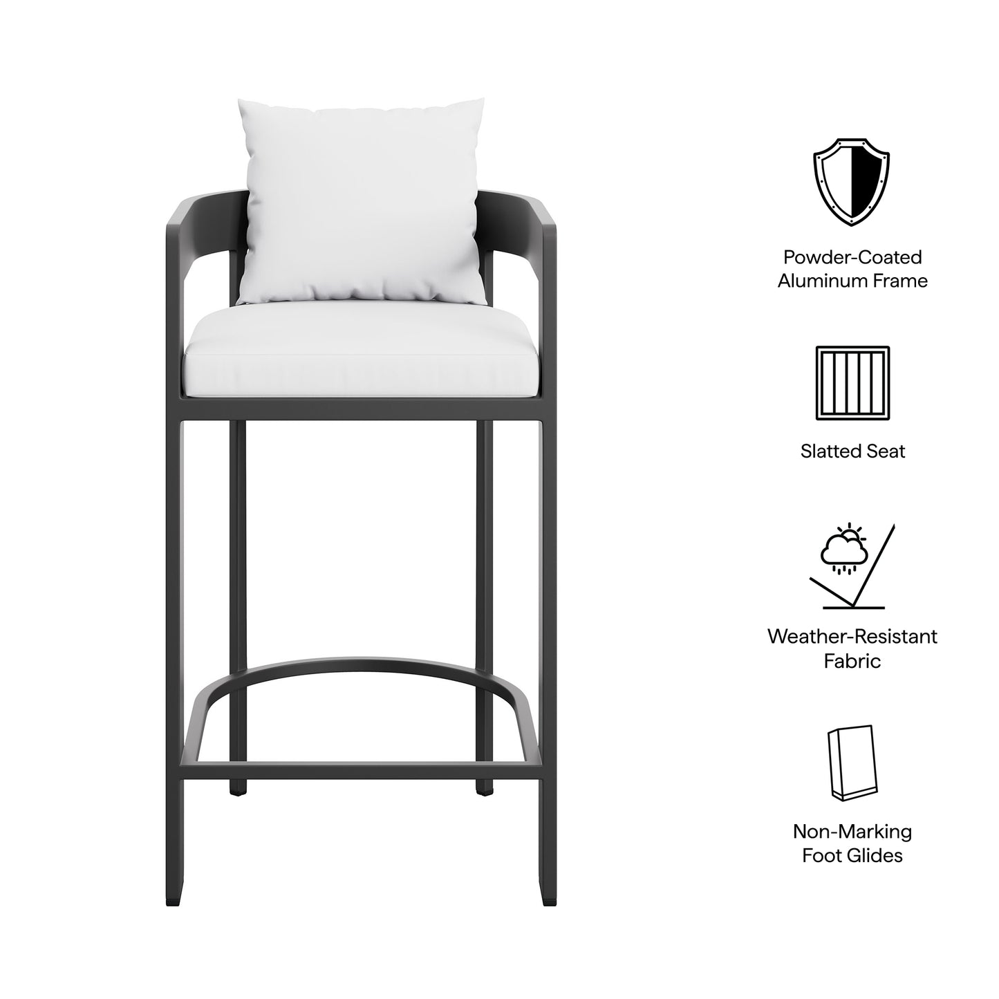 Aspen Outdoor Patio Patio Aluminum Bar Chair in White