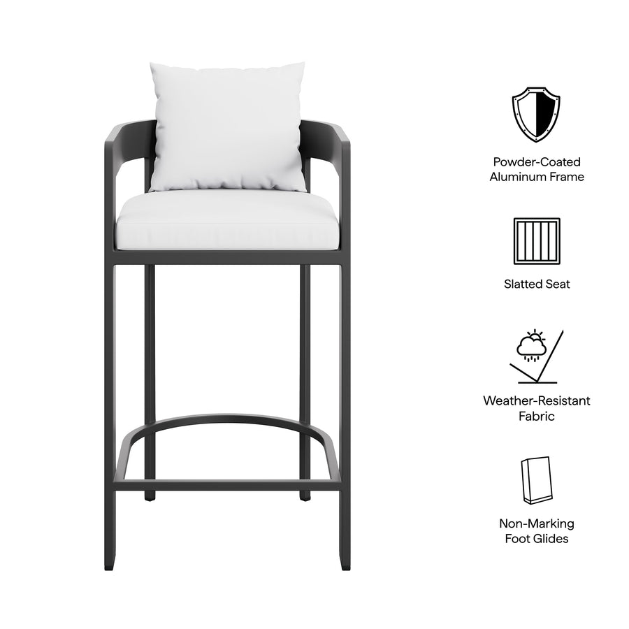 Aspen Outdoor Patio Patio Aluminum Bar Chair in White