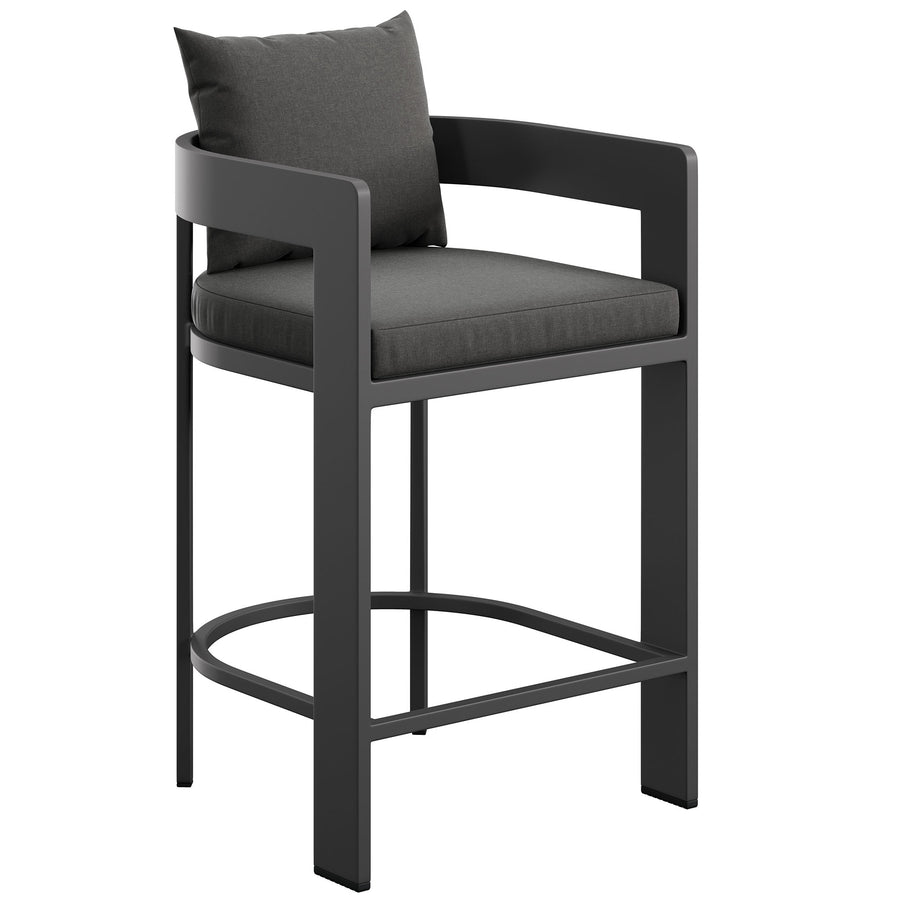 Aspen Outdoor Patio Patio Aluminum Counter Stool in Charcoal