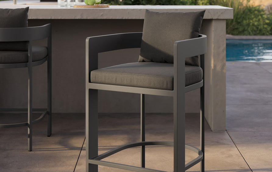 Aspen Outdoor Patio Patio Aluminum Counter Stool in Charcoal