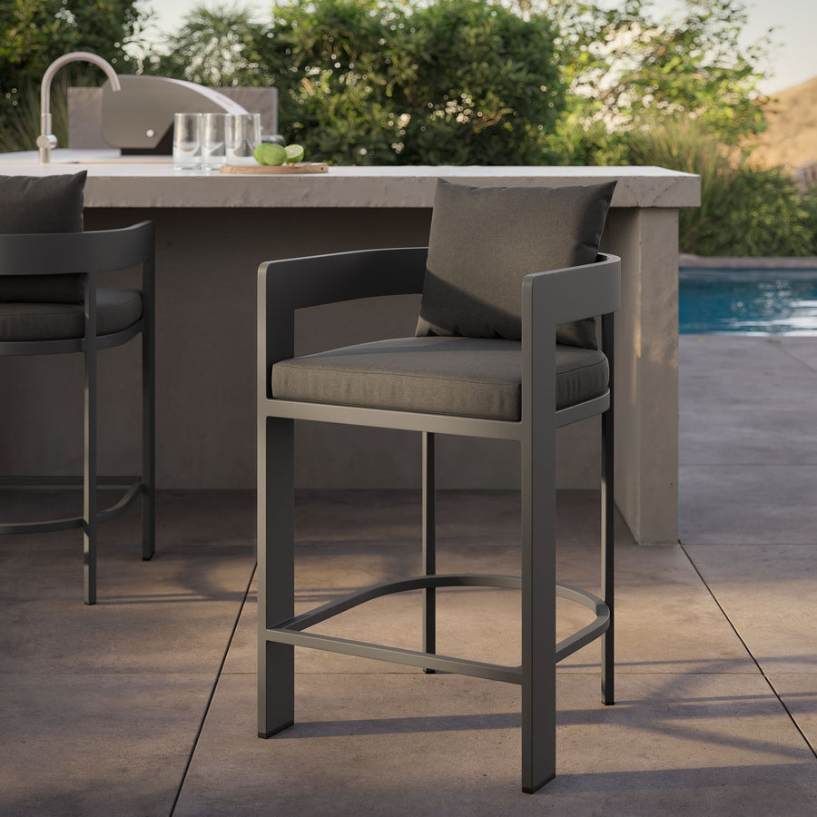 Aspen Outdoor Patio Patio Aluminum Counter Stool in Charcoal