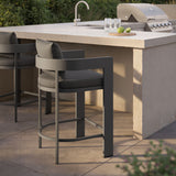 Aspen Outdoor Patio Patio Aluminum Counter Stool in Charcoal