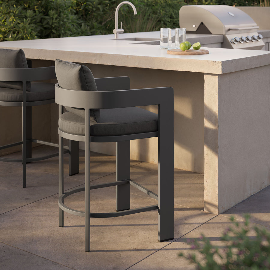 Aspen Outdoor Patio Patio Aluminum Counter Stool in Charcoal
