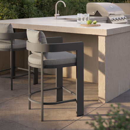Tahoe Outdoor Patio Patio Aluminum Counter Stool in Gray
