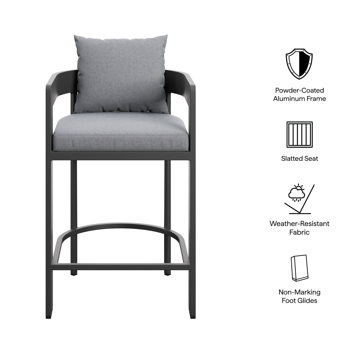 Aspen Outdoor Patio Patio Aluminum Counter Stool in Gray