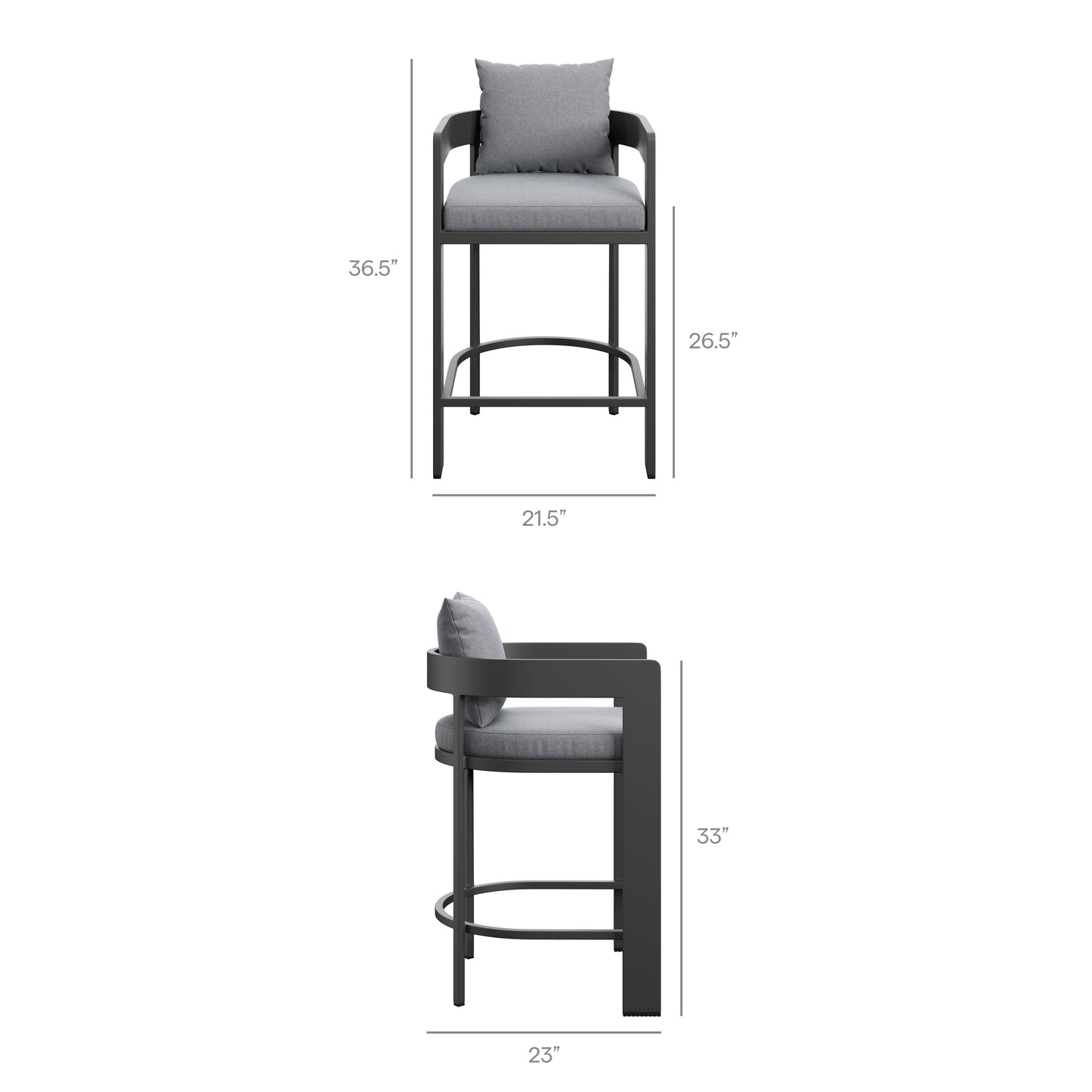 Aspen Outdoor Patio Patio Aluminum Counter Stool in Gray