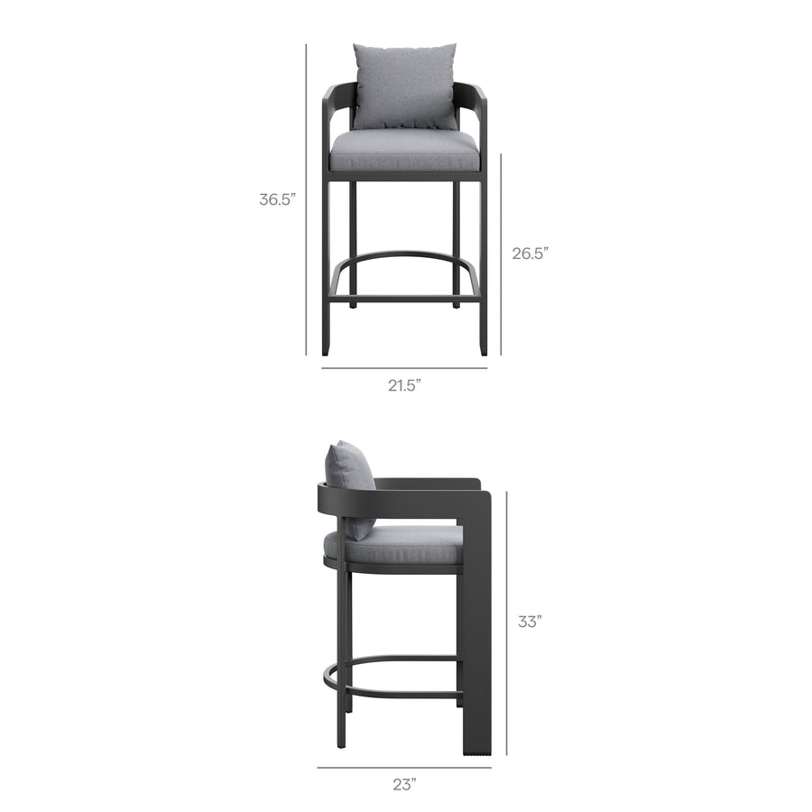 Aspen Outdoor Patio Patio Aluminum Counter Stool in Gray