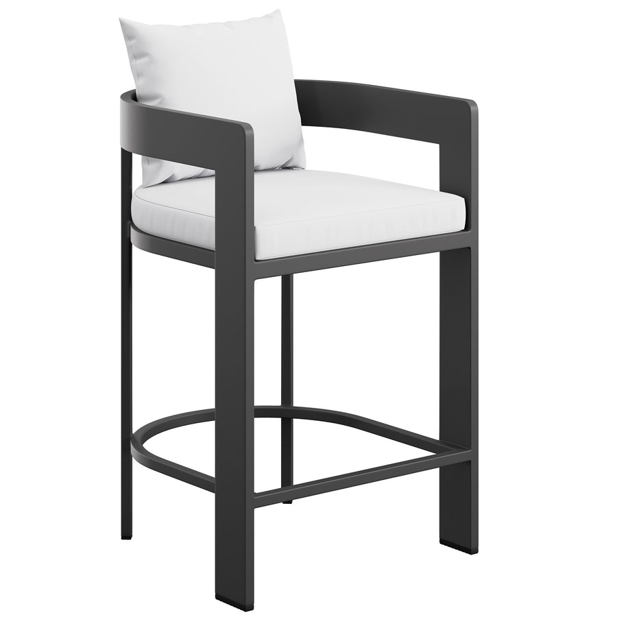 Aspen Outdoor Patio Patio Aluminum Counter Stool in White