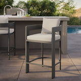 Aspen Outdoor Patio Patio Aluminum Counter Stool in White
