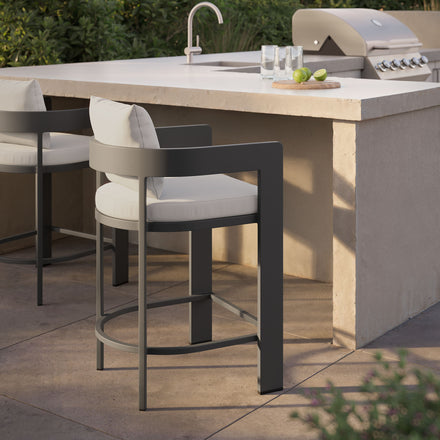 Tahoe Outdoor Patio Patio Aluminum Counter Stool in White