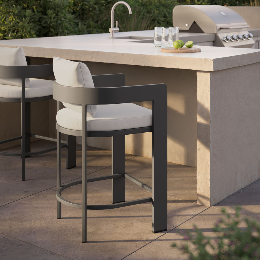 Aspen Outdoor Patio Patio Aluminum Counter Stool in White
