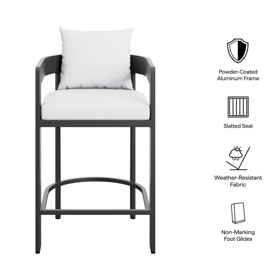 Aspen Outdoor Patio Patio Aluminum Counter Stool in White