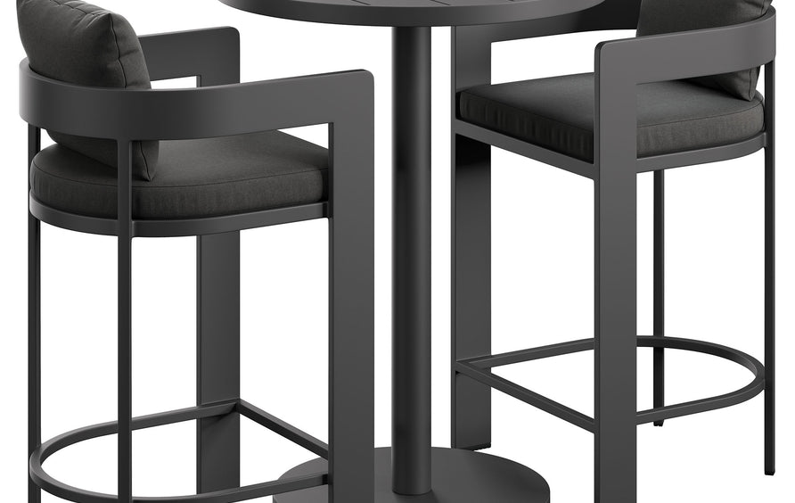 Aspen 3-Piece Outdoor Patio Aluminum Bar Set in Charcoal