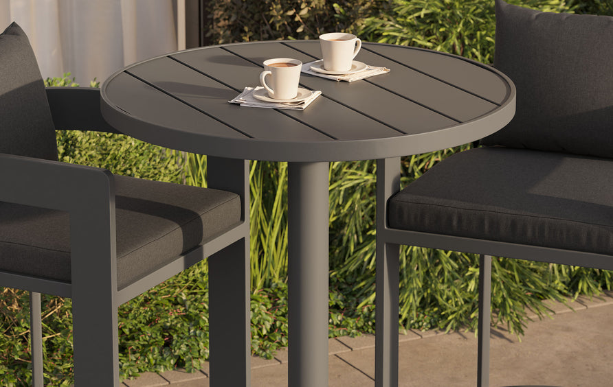 Aspen 3-Piece Outdoor Patio Aluminum Bar Set in Charcoal