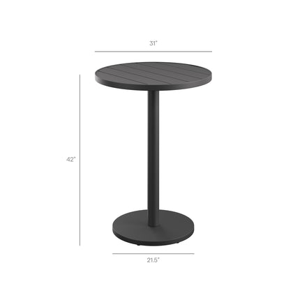 Tahoe 3-Piece Outdoor Patio Aluminum Bar Set in Charcoal
