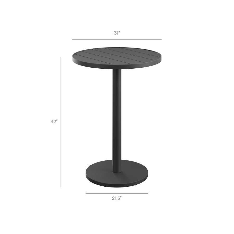 Aspen 3-Piece Outdoor Patio Aluminum Bar Set in Charcoal