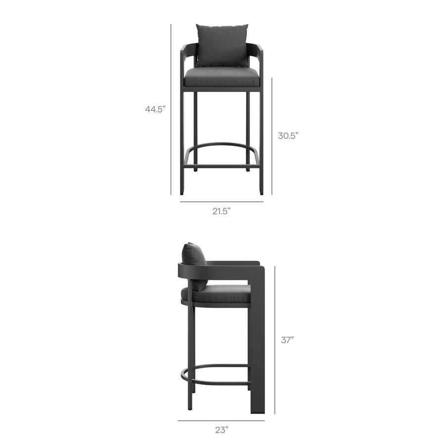 Aspen 3-Piece Outdoor Patio Aluminum Bar Set in Charcoal