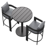 Aspen 3-Piece Outdoor Patio Aluminum Bar Set in Gray