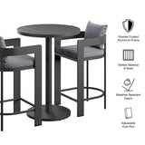 Aspen 3-Piece Outdoor Patio Aluminum Bar Set in Gray