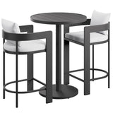 Aspen 3-Piece Outdoor Patio Aluminum Bar Set in White