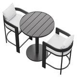 Aspen 3-Piece Outdoor Patio Aluminum Bar Set in White