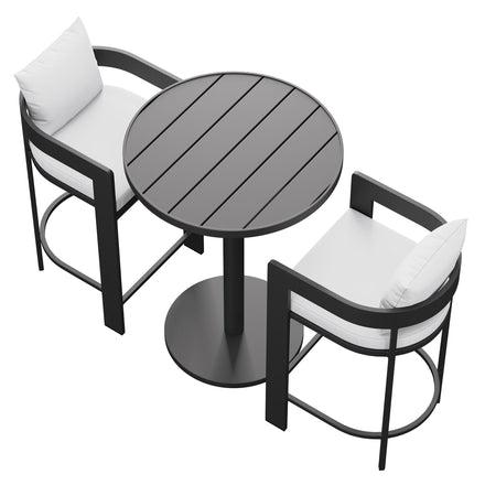 Tahoe 3-Piece Outdoor Patio Aluminum Bar Set in White