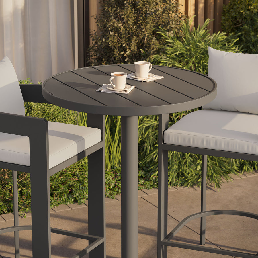 Aspen 3-Piece Outdoor Patio Aluminum Bar Set in White