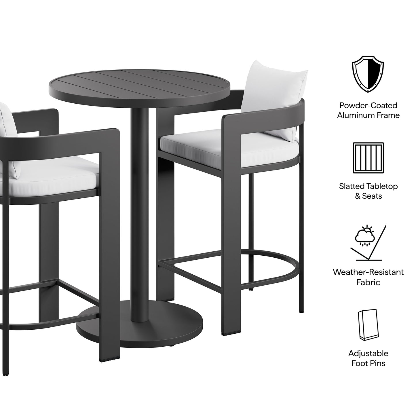 Tahoe 3-Piece Outdoor Patio Aluminum Bar Set by Furniture for America