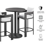 Aspen 3-Piece Outdoor Patio Aluminum Bar Set in White
