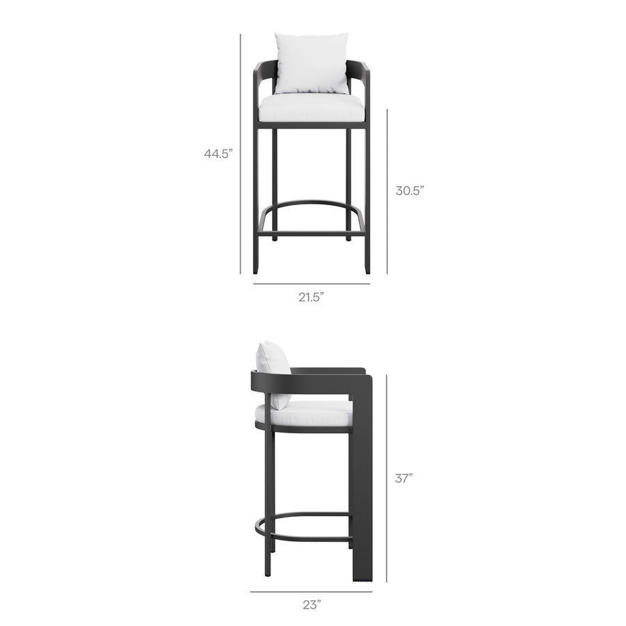 Aspen 3-Piece Outdoor Patio Aluminum Bar Set in White