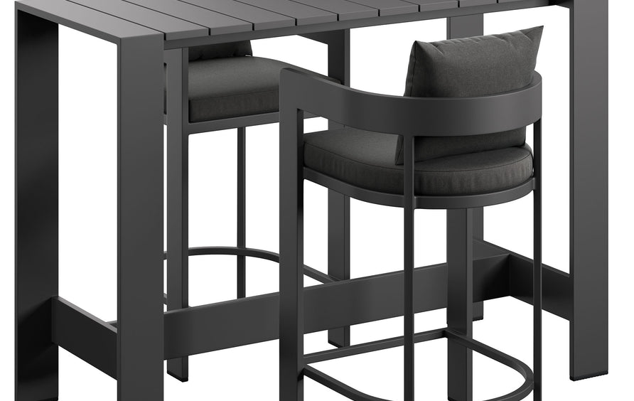 Aspen 3-Piece Outdoor Patio Aluminum Bar Table Set in Charcoal