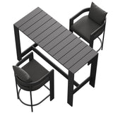 Aspen 3-Piece Outdoor Patio Aluminum Bar Table Set in Charcoal