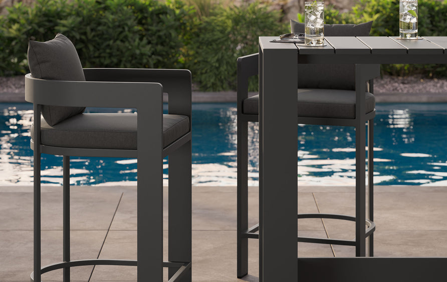 Aspen 3-Piece Outdoor Patio Aluminum Bar Table Set in Charcoal