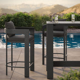 Aspen 3-Piece Outdoor Patio Aluminum Bar Table Set in Charcoal