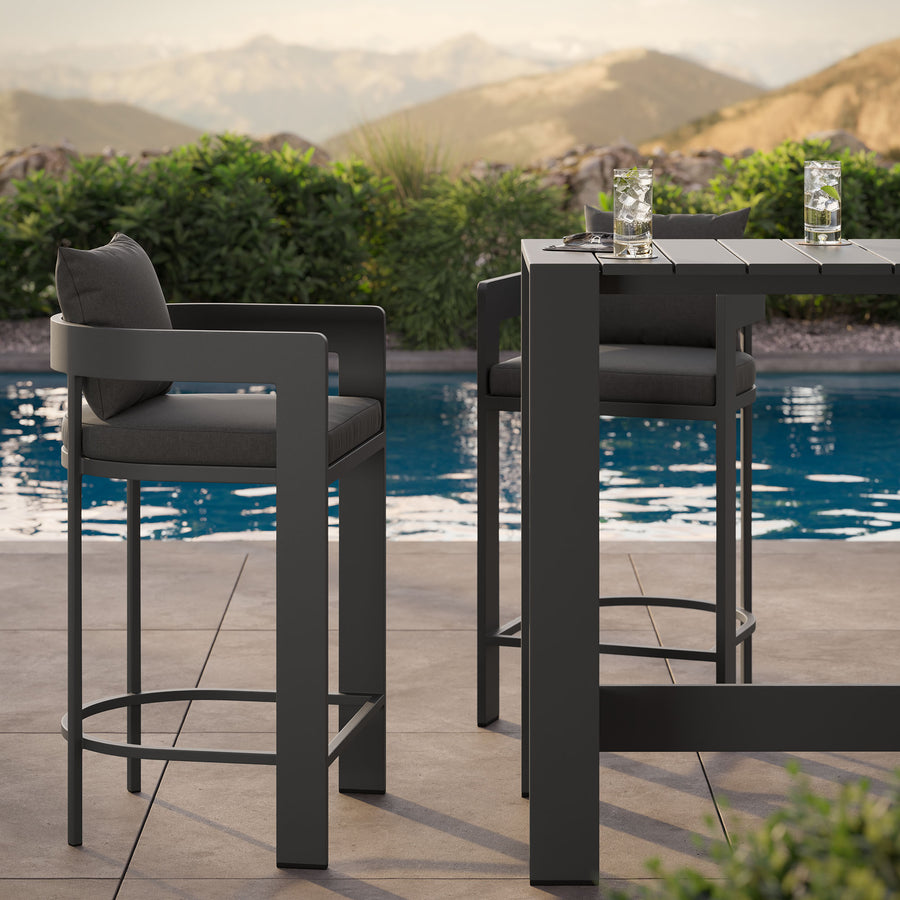 Aspen 3-Piece Outdoor Patio Aluminum Bar Table Set in Charcoal