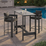 Aspen 3-Piece Outdoor Patio Aluminum Bar Table Set in Charcoal