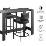 Aspen 3-Piece Outdoor Patio Aluminum Bar Table Set in Charcoal
