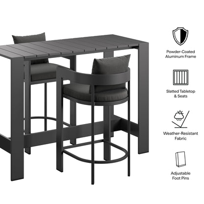 Tahoe 3-Piece Outdoor Patio Aluminum Bar Table Set by Furniture for America