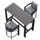 Aspen 3-Piece Outdoor Patio Aluminum Bar Table Set in Gray