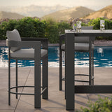 Aspen 3-Piece Outdoor Patio Aluminum Bar Table Set in Gray